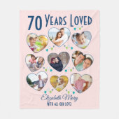 Couverture Polaire Collage de photos du coeur du 70e anniversaire (Devant)