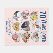 Couverture Polaire Collage de photos du coeur du 70e anniversaire (Devant (Horizontal))