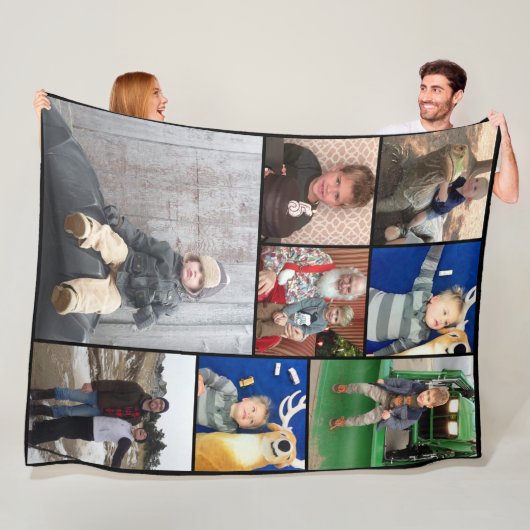 Couverture Polaire Collage de photos familiales 8 photos (En situation)