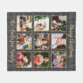 Couverture Polaire Collage de photos familiales Hiver Gris Patchwork (Devant (Horizontal))