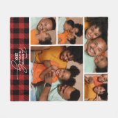 Couverture Polaire Collage de photos familiales Red Buffalo Plaid (Devant (Horizontal))