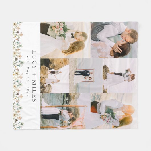 Couverture Polaire Collage de photos florales (Devant (Horizontal))