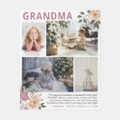 Couverture Polaire Collage de photos florales de 'Hugs for Grandma' (Devant)