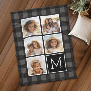 Couverture Polaire Collage de photos - Monogramme Plaid de Buffalo Gr