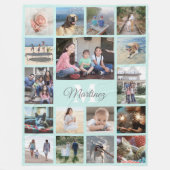 Couverture Polaire Collage de photos monogrammées écriture sarcelle b (Devant)