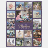 Couverture Polaire Collage de photos monogrammes Purple et Gold Scrip (Devant)