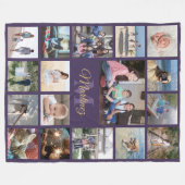 Couverture Polaire Collage de photos monogrammes Purple et Gold Scrip (Devant (Horizontal))
