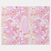 Couverture Polaire Collage de plage nautique Hot Pink ID840 (Devant (Horizontal))