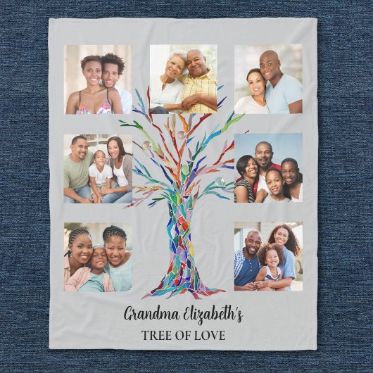 Couverture Polaire Collage de sept photos de grand-mère Gris