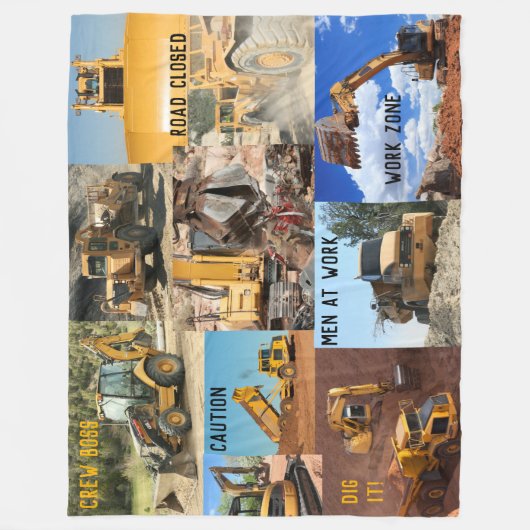 Couverture Polaire Collage de véhicules de construction (Devant)