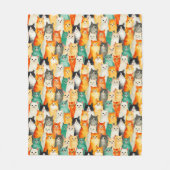 Couverture Polaire Collage du Motif de chats aquarelle (Devant)