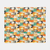 Couverture Polaire Collage du Motif de chats aquarelle (Devant (Horizontal))