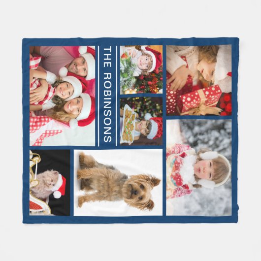 Couverture Polaire Collage fait sur commande de photo de famille (Devant (Horizontal))