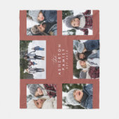 Couverture Polaire Collage familial 6 photo simple moderne terre cuit (Devant)