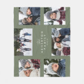 Couverture Polaire Collage familial 6 photo simple moderne vert sauge (Devant)