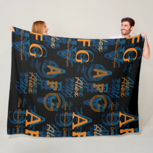 Couverture Polaire Collage moderne monogramme des initiales et des no