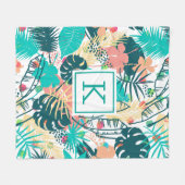 Couverture Polaire Collage motif feuille tropical (Devant (Horizontal))