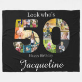 Couverture Polaire Collage photo 50e anniversaire Personnalisé (Devant (Horizontal))