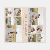 Couverture Polaire Collage photo beige Mariage Anniversaire Date (Devant (Horizontal))