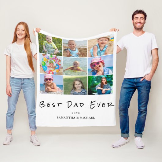 Couverture Polaire Collage photo Best Dad 9 (En situation)