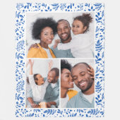 Couverture Polaire Collage photo botanique d'hiver bleu et blanc (Devant)