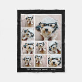 Couverture Polaire Collage photo Carré noir 9 avec texte blanc (Devant)