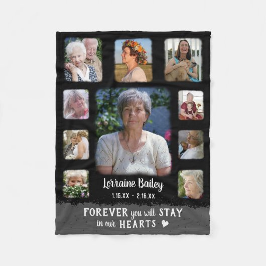 Couverture Polaire Collage photo couleur noir gris (Devant)