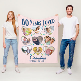 Couverture Polaire Collage photo d'anniversaire du coeur