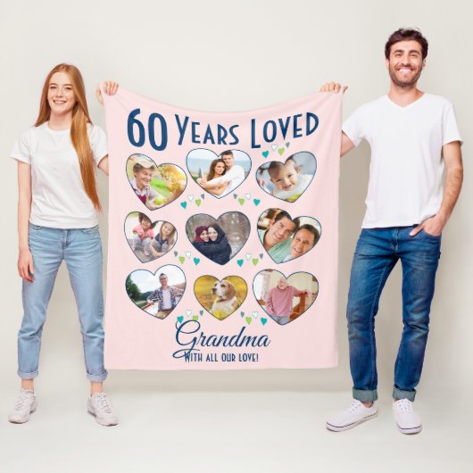 Couverture Polaire Collage photo d'anniversaire du coeur (En situation)