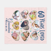 Couverture Polaire Collage photo d'anniversaire du coeur (Devant (Horizontal))