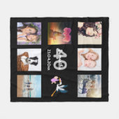 Couverture Polaire collage photo de 40e anniversaire noir (Devant (Horizontal))