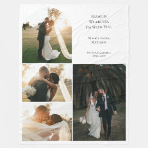 Couverture Polaire Collage photo de 4 ans de mariage de couple modern