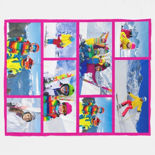 Couverture Polaire Collage photo de 8 tailles mixtes Rose chaud (Devant (Horizontal))