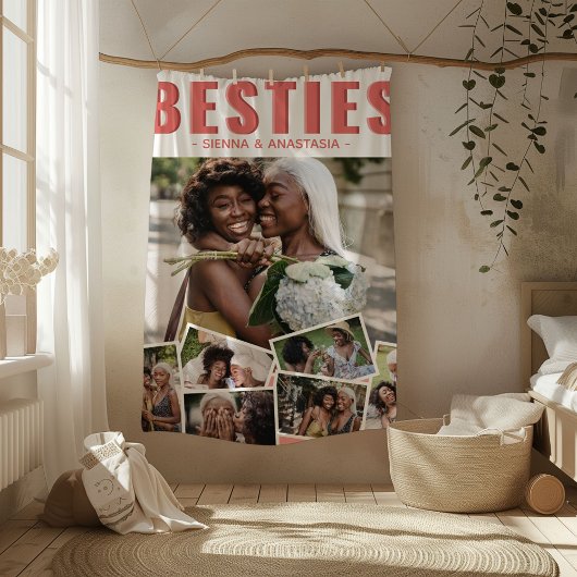 Couverture Polaire Collage photo de Bestie moderne | Amis