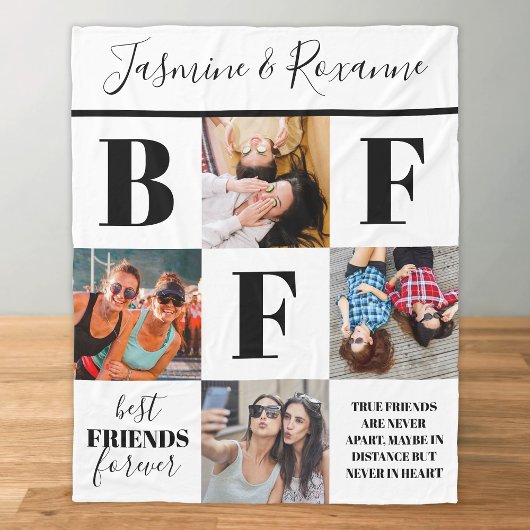 Couverture Polaire Collage photo de Besties BFF moderne