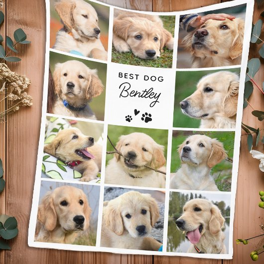 Couverture Polaire Collage photo de chien mignon Personnalisé simple 