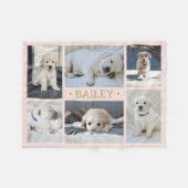 Couverture Polaire Collage photo de chien mignon simple rose et or (Devant (Horizontal))
