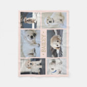 Couverture Polaire Collage photo de chien mignon simple rose et or (Devant)