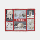 Couverture Polaire Collage photo de chien mignon simple rouge et blan (Devant (Horizontal))