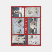 Couverture Polaire Collage photo de chien mignon simple rouge et blan (Devant)