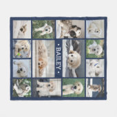 Couverture Polaire Collage photo de chien Simple moderne Marine bleu (Devant (Horizontal))