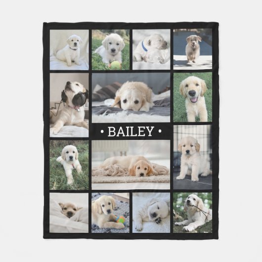Couverture Polaire Collage photo de chien Simple moderne noir et blan (Devant)