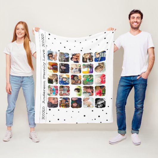 Couverture Polaire Collage photo de famille moderne (En situation)