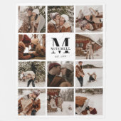 Couverture Polaire Collage photo de famille moderne | Garde monogramm (Devant)