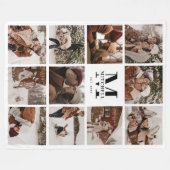 Couverture Polaire Collage photo de famille moderne | Garde monogramm (Devant (Horizontal))