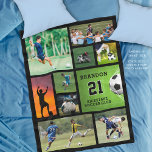 Couverture Polaire Collage photo de football de football personnalisé<br><div class="desc">Créez votre propre couverture photo personnalisée couleur soccer en utilisant ce modèle photo collage avec 10 photos et le nom du joueur, le numéro et le nom de l'équipe ou du club dans votre choix de couleur arrière - plan (en noir). MODIFICATIONS : Vous pouvez modifier le style, la couleur,...</div>