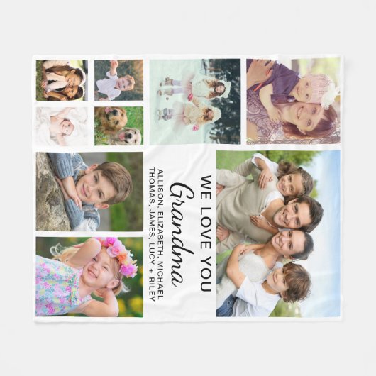 Couverture Polaire Collage photo de grand-mère (Devant (Horizontal))