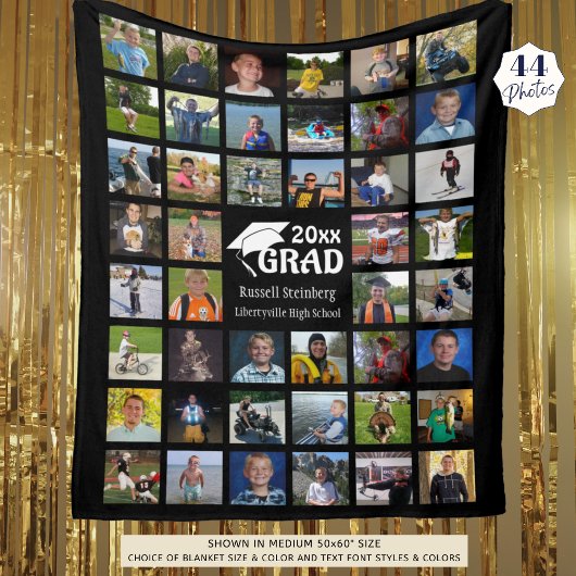 Couverture Polaire Collage photo de la 44e année | Nom et école