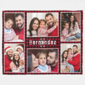 Couverture Polaire Collage photo de la famille de Plaid Rustic Red Bu (Devant (Horizontal))