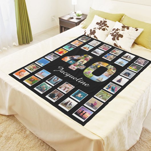 Couverture Polaire Collage photo de la famille du 40e anniversaire 47